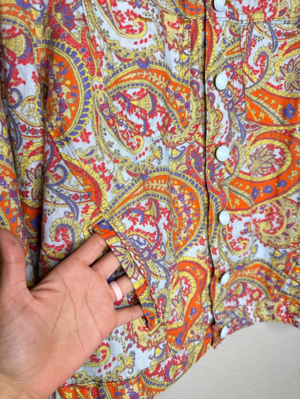 L’Agence Linen Paisley Jacket Size L NWT Multicolor Cropped Blazer Resort Boho - Picture 2 of 8
